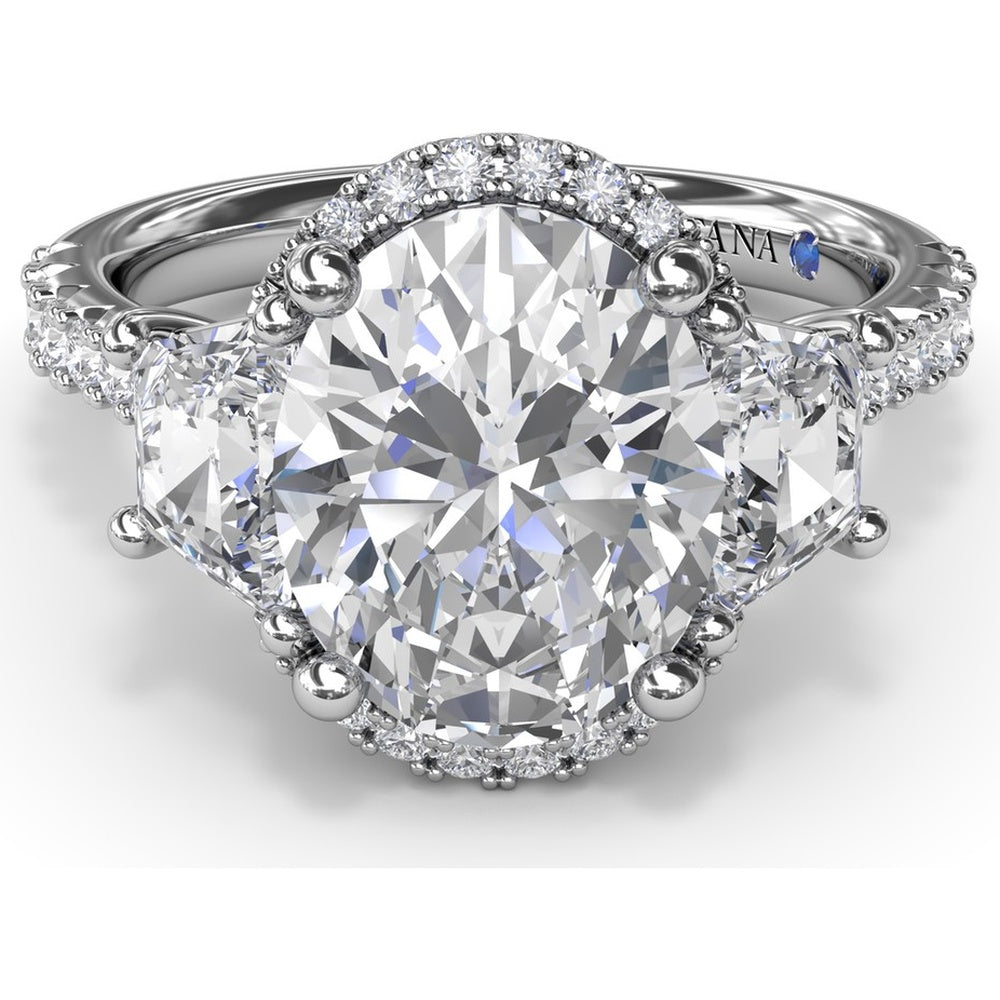 Halo Diamond Engagement Ring Setting with Trapezoid Side Stones by Fana - 0.34 Carat Total Diamond Weight