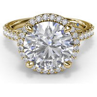 Halo Engagement Ring Setting with Pavé Split Shank Round Diamonds by Fana - 0.50 Carat Total Diamond Weight