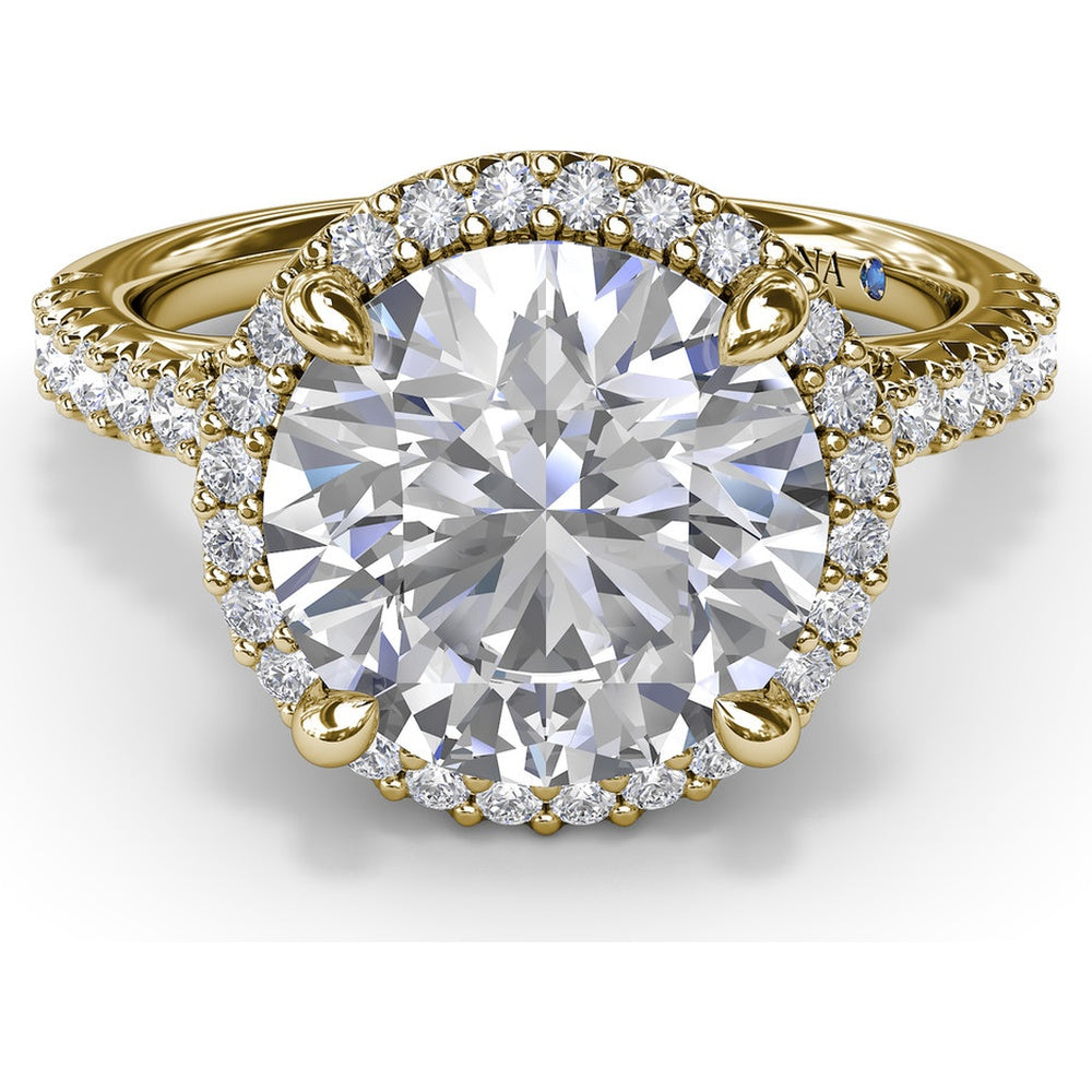 Halo Engagement Ring Setting with Pavé Split Shank Round Diamonds by Fana - 0.50 Carat Total Diamond Weight