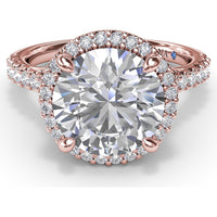 Halo Engagement Ring Setting with Pavé Split Shank Round Diamonds by Fana - 0.50 Carat Total Diamond Weight