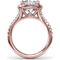 Halo Engagement Ring Setting with Pavé Split Shank Round Diamonds by Fana - 0.50 Carat Total Diamond Weight