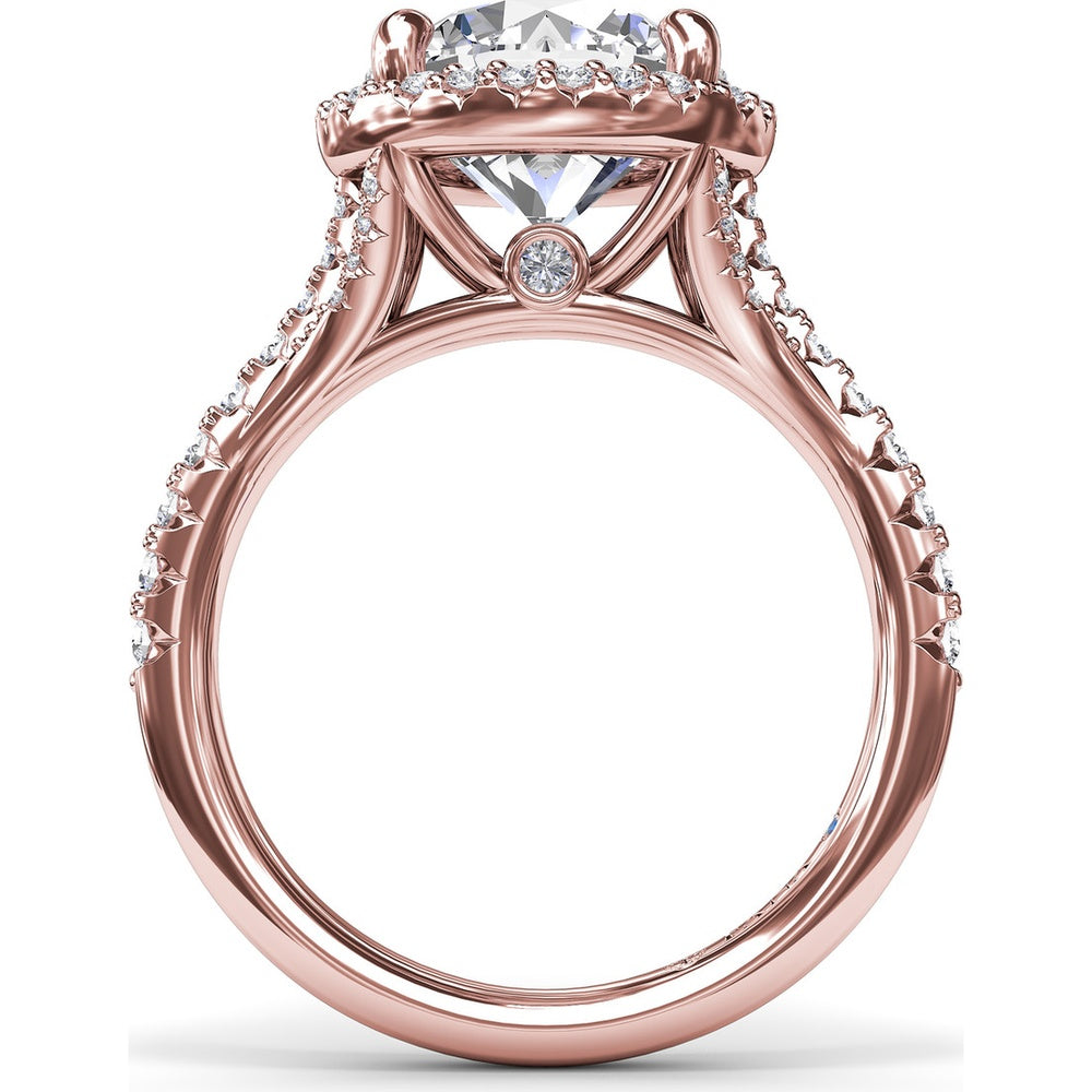 Halo Engagement Ring Setting with Pavé Split Shank Round Diamonds by Fana - 0.50 Carat Total Diamond Weight