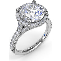 Halo Engagement Ring Setting with Pavé Split Shank Round Diamonds by Fana - 0.50 Carat Total Diamond Weight