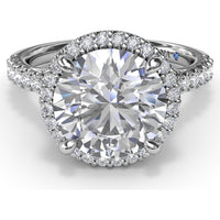 Halo Engagement Ring Setting with Pavé Split Shank Round Diamonds by Fana - 0.50 Carat Total Diamond Weight