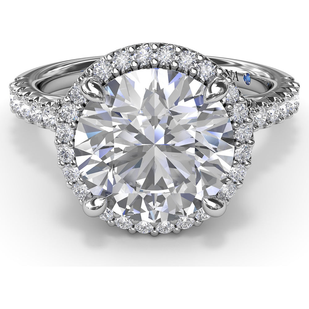 Halo Engagement Ring Setting with Pavé Split Shank Round Diamonds by Fana - 0.50 Carat Total Diamond Weight