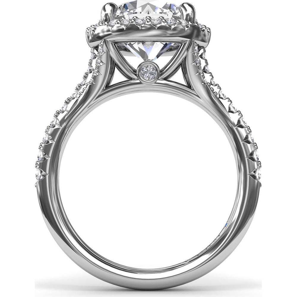 Halo Engagement Ring Setting with Pavé Split Shank Round Diamonds by Fana - 0.50 Carat Total Diamond Weight