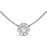 Halo Pendant Necklace with Round Diamonds by Fana - 0.93 Carat Total Diamond Weight