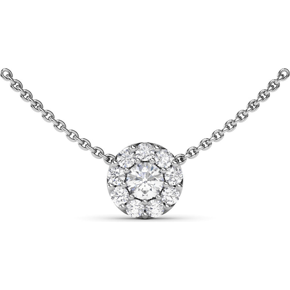 Halo Pendant Necklace with Round Diamonds by Fana - 0.93 Carat Total Diamond Weight