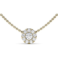 Halo Pendant Necklace with Round Diamonds by Fana - 0.93 Carat Total Diamond Weight