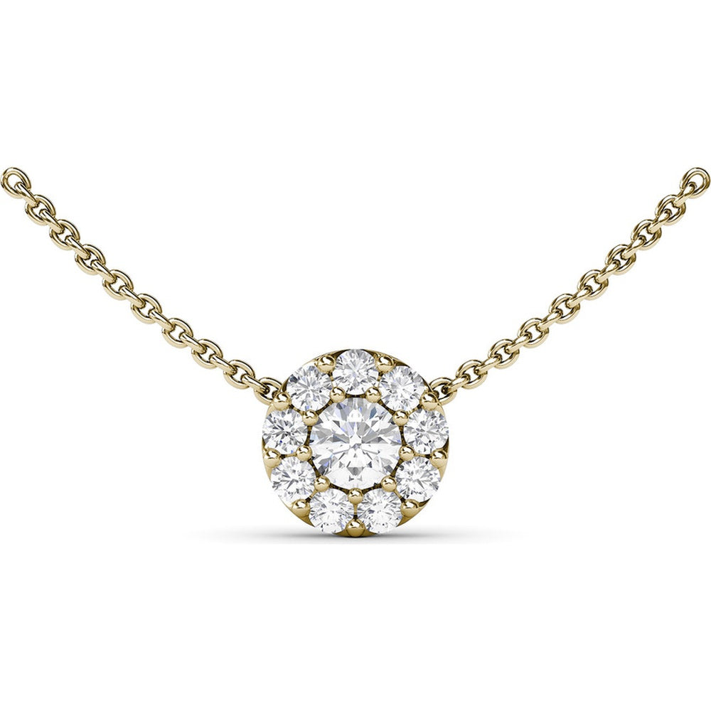 Halo Pendant Necklace with Round Diamonds by Fana - 0.93 Carat Total Diamond Weight