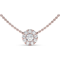 Halo Pendant Necklace with Round Diamonds by Fana - 0.93 Carat Total Diamond Weight