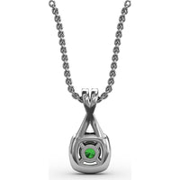 Halo Pendant with Cushion Cut Emerald and Pavé Diamond Bail by Fana - 0.45 Carat Total Gemstone Weight