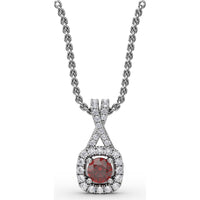 Halo Pendant with Cushion-Cut Ruby and Pavé Diamonds by Fana - 0.54 Carat Total Gemstone Weight