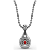 Halo Pendant with Cushion-Cut Ruby and Pavé Diamonds by Fana - 0.54 Carat Total Gemstone Weight