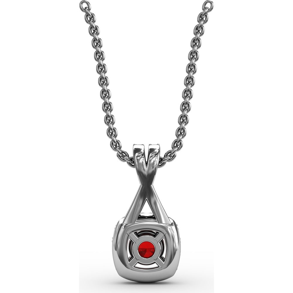 Halo Pendant with Cushion-Cut Ruby and Pavé Diamonds by Fana - 0.54 Carat Total Gemstone Weight