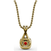 Halo Pendant with Cushion-Cut Ruby and Pavé Diamonds by Fana - 0.54 Carat Total Gemstone Weight