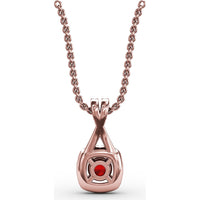 Halo Pendant with Cushion-Cut Ruby and Pavé Diamonds by Fana - 0.54 Carat Total Gemstone Weight