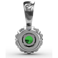 Halo Pendant with Round Emerald and Pavé Diamond Bail by Fana - 0.50 Carat Total Gemstone Weight