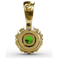 Halo Pendant with Round Emerald and Pavé Diamond Bail by Fana - 0.50 Carat Total Gemstone Weight