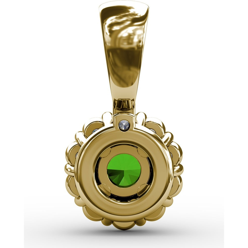 Halo Pendant with Round Emerald and Pavé Diamond Bail by Fana - 0.50 Carat Total Gemstone Weight