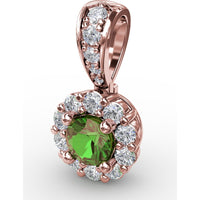 Halo Pendant with Round Emerald and Pavé Diamond Bail by Fana - 0.50 Carat Total Gemstone Weight