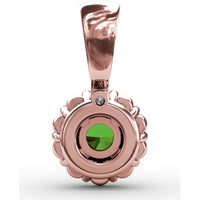 Halo Pendant with Round Emerald and Pavé Diamond Bail by Fana - 0.50 Carat Total Gemstone Weight