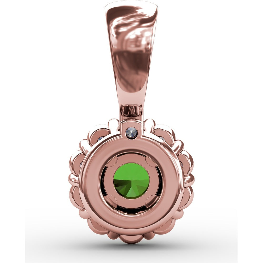 Halo Pendant with Round Emerald and Pavé Diamond Bail by Fana - 0.50 Carat Total Gemstone Weight