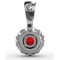 Halo Pendant with Round Ruby and Pavé Diamond Bail by Fana - 0.59 Carat Total Gemstone Weight