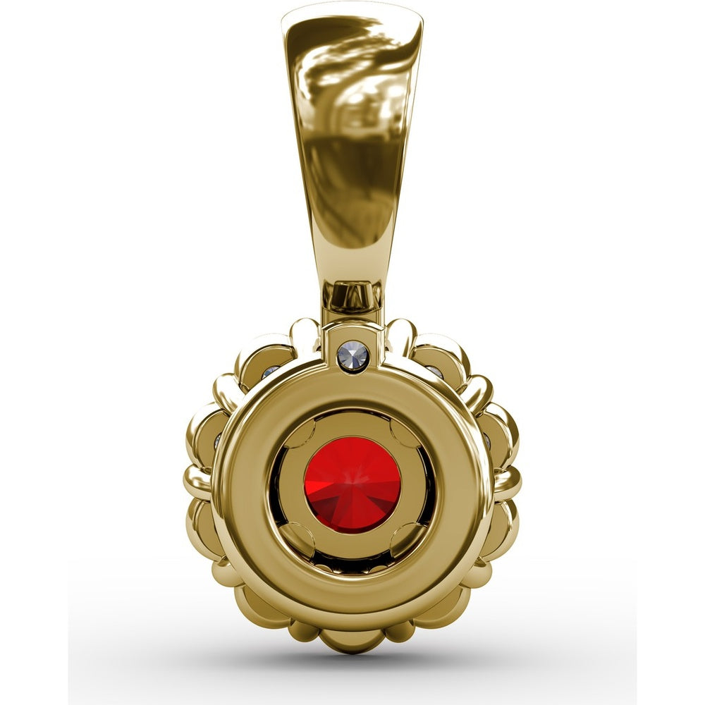 Halo Pendant with Round Ruby and Pavé Diamond Bail by Fana - 0.59 Carat Total Gemstone Weight