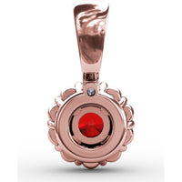 Halo Pendant with Round Ruby and Pavé Diamond Bail by Fana - 0.59 Carat Total Gemstone Weight
