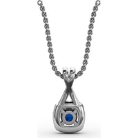 Halo Pendant with Round Sapphire and Pavé Diamond Setting by Fana - 0.54 Carat Total Gemstone Weight