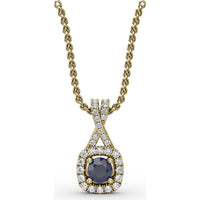 Halo Pendant with Round Sapphire and Pavé Diamond Setting by Fana - 0.54 Carat Total Gemstone Weight