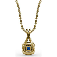 Halo Pendant with Round Sapphire and Pavé Diamond Setting by Fana - 0.54 Carat Total Gemstone Weight