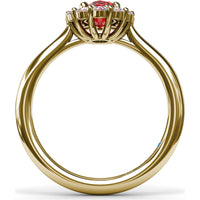 Halo Ring with Oval Ruby and Round Diamonds by Fana - 1.34 Carat Total Gemstone Weight