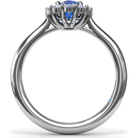 Halo Ring with Oval Sapphire and Round Diamonds by Fana - 1.47 Carat Total Gemstone Weight