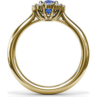 Halo Ring with Oval Sapphire and Round Diamonds by Fana - 1.47 Carat Total Gemstone Weight