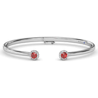 Halo Ruby and Diamond Bangle with Pavé Set Round Diamond Accents by Fana - 0.82 Carat Total Gemstone Weight