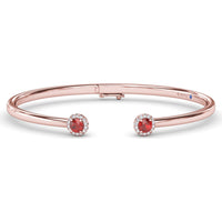 Halo Ruby and Diamond Bangle with Pavé Set Round Diamond Accents by Fana - 0.82 Carat Total Gemstone Weight