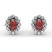 Halo Ruby and Diamond Stud Earrings by Fana - 1.68 Carat Total Gemstone Weight