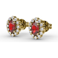 Halo Ruby and Diamond Stud Earrings by Fana - 1.68 Carat Total Gemstone Weight