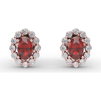 Halo Ruby and Diamond Stud Earrings by Fana - 1.68 Carat Total Gemstone Weight