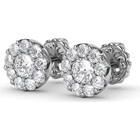 Halo Stud Earrings with Round Brilliant Diamonds by Fana - 1.18 Carat Total Diamond Weight