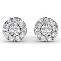 Halo Stud Earrings with Round Brilliant Diamonds by Fana - 1.18 Carat Total Diamond Weight