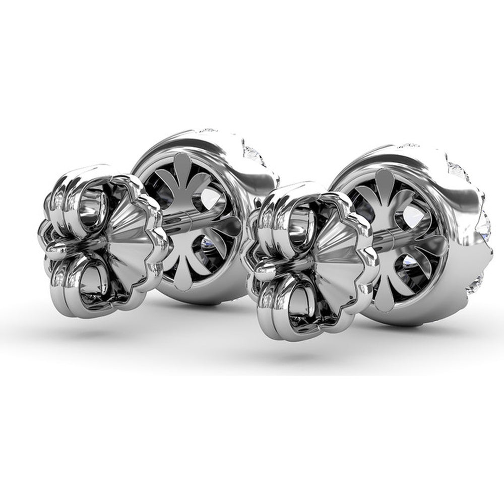 Halo Stud Earrings with Round Brilliant Diamonds by Fana - 1.18 Carat Total Diamond Weight