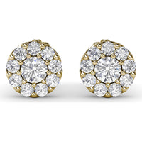Halo Stud Earrings with Round Brilliant Diamonds by Fana - 1.18 Carat Total Diamond Weight