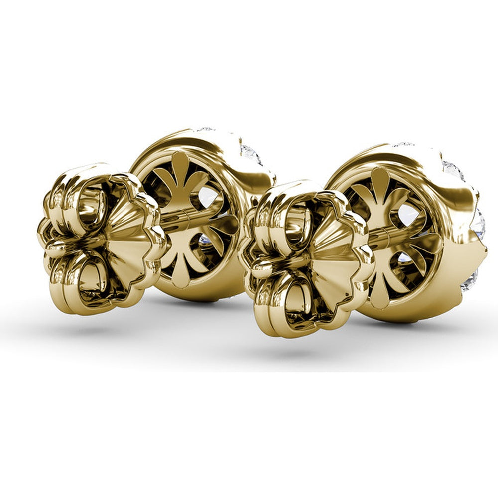 Halo Stud Earrings with Round Brilliant Diamonds by Fana - 1.18 Carat Total Diamond Weight