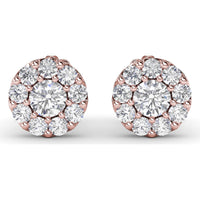 Halo Stud Earrings with Round Brilliant Diamonds by Fana - 1.18 Carat Total Diamond Weight