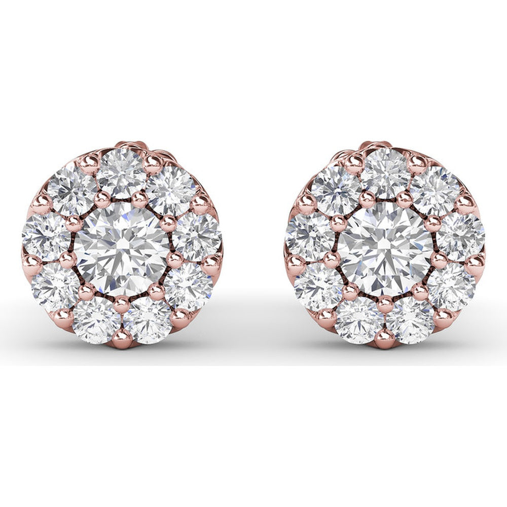 Halo Stud Earrings with Round Brilliant Diamonds by Fana - 1.18 Carat Total Diamond Weight