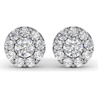 Halo Stud Earrings with Round Brilliant Diamonds by Fana - 1.79 Carat Total Diamond Weight