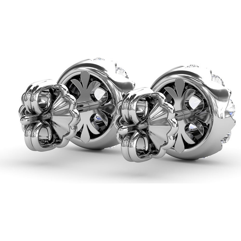 Halo Stud Earrings with Round Brilliant Diamonds by Fana - 1.79 Carat Total Diamond Weight